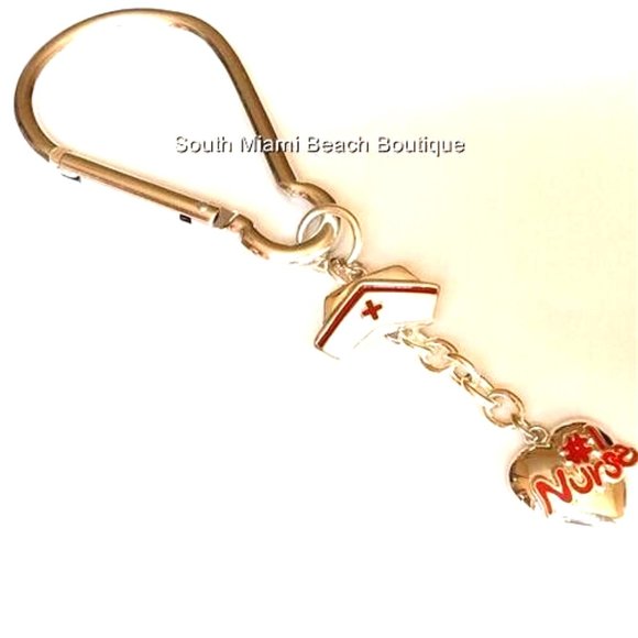 #1 Nurse Nursing Purse Charm Keychain Heart Cap RN LPN CNA Graduation Gift - Picture 11 of 11